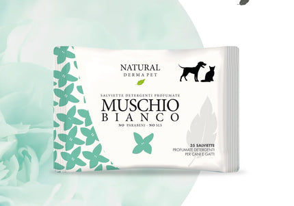 Natural Derma Pet Cleaning Wet Wipes – White Musk Scent, Gentle Cleansing, 35 Pack