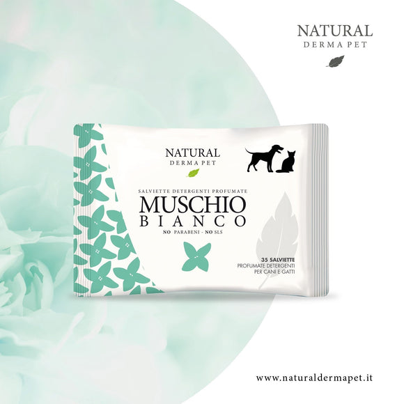 Natural Derma Pet Cleaning Wet Wipes – White Musk Scent, Gentle Cleansing, 35 Pack