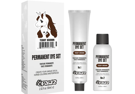 Opawz Permanent Dog Hair Dye – Teddy Brown, Warm Long-Lasting Coat Color, 2 x 60ml Tubes