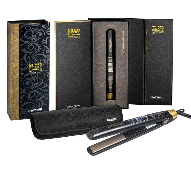 Artero Zenit Titanium Professional Hair Straightener – Titanium Plates and LCD Display, Salon Quality
