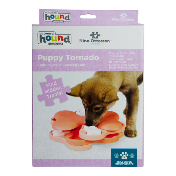 Nina Ottosson Puppy Tornado – Interactive Level 2 Puzzle Game, Durable Spinning Treat Dispenser