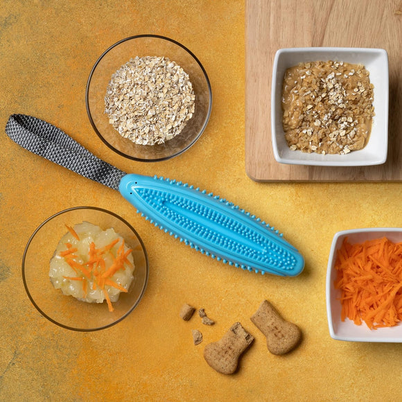 Nuzzle Puzzle Fling N Forage Stick – Rubber Dog Toy with Handle, Durable Treat Dispenser