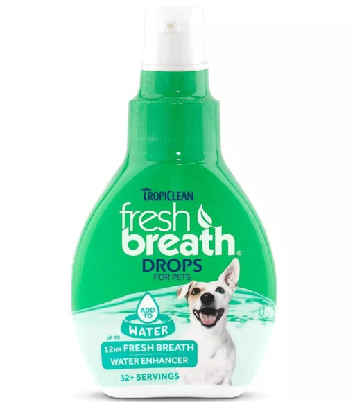Tropiclean Fresh Breath Drops 65ml – Fast-Acting Oral Water Additive, Minty Breath Freshener