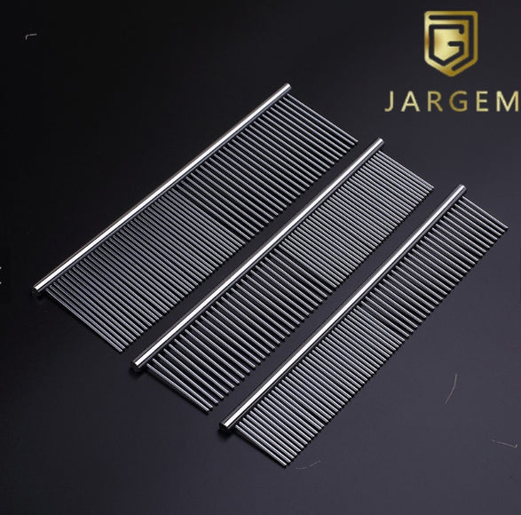 Jargem Steel Grooming Comb 19cm – Mixed Tooth Spacing, 5cm Pins, Durable Metal Design