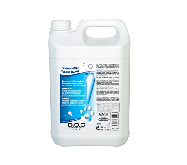 Dog Generation White Coat Shampoo – Concentrated Lightening Formula, 5L, Enhances Brightness