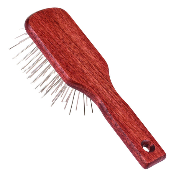 Blovi Red Wood Pin Brush – Rectangular Wooden Body with Long 30mm Metal Pins, Durable Design