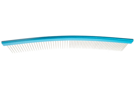 Miranda Belinda 01 Curved Grooming Comb – 19cm Aluminum Handle, Mixed Tooth Spacing