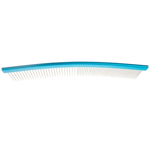 Miranda Belinda 01 Curved Grooming Comb – 19cm Aluminum Handle, Mixed Tooth Spacing