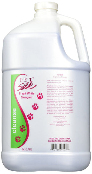 Pet Silk Bright White Shampoo – Concentrated Brightening Formula, 3.8L for Light Coats