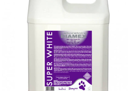 Diamex Super White Shampoo – Concentrated Formula with Almond Oil and Glycerin, 5L for Light Coats