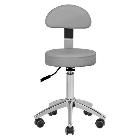 Gabbiano AM 304 Grooming Chair – Adjustable Height Stool with Backrest, Gray Finish