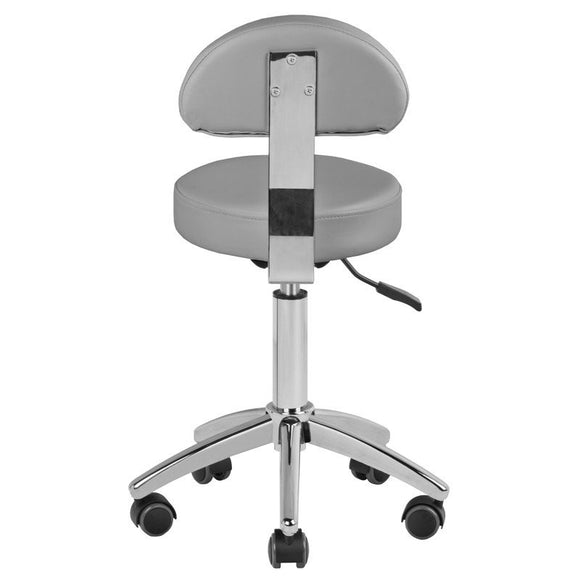 Gabbiano AM 304 Grooming Chair – Adjustable Height Stool with Backrest, Gray Finish