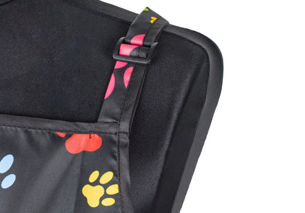 Blovi Black Grooming Apron – Colorful Paw Print, One Size, Lightweight and Water-Resistant