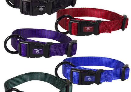 Hamilton Classic Adjustable Nylon Collar 16mm – Smooth Fit, Durable Black Design for Small and Medium Breeds