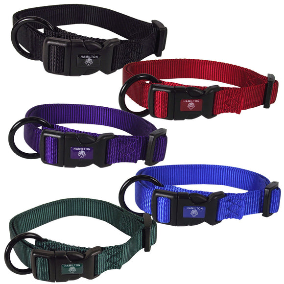 Hamilton Classic Adjustable Nylon Collar 16mm – Smooth Fit, Durable Black Design for Small and Medium Breeds
