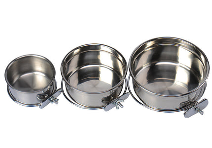 Show Tech Steel Kennel Bowl – 600ml Durable Feeding Dish with Secure Handle Attachment