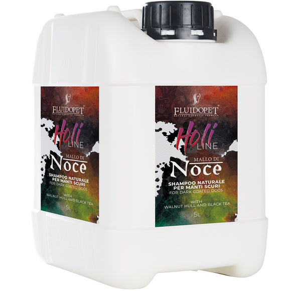 FluidoPet Mallo Di Noce Natural Shampoo – Deep Black Color Enhancer, Professional Concentrate 1:10, 5L