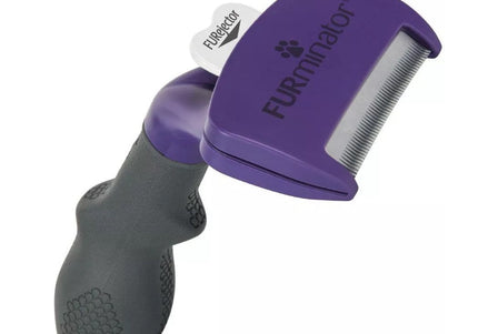 FURminator Short Hair Cat Brush M/L – Stainless Steel Deshedding Tool, Ergonomic Handle