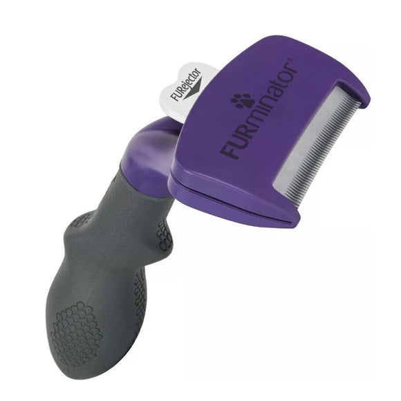 FURminator Short Hair Cat Brush M/L – Stainless Steel Deshedding Tool, Ergonomic Handle