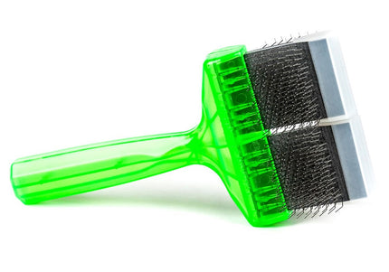 ActiVet Pro Brush Soft Green – Flexible Double-Sided Brush, Large 9cm, Gentle on Long Silky Coats