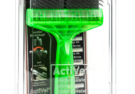 ActiVet Pro Brush Soft Green – Flexible Double-Sided Brush, Large 9cm, Gentle on Long Silky Coats