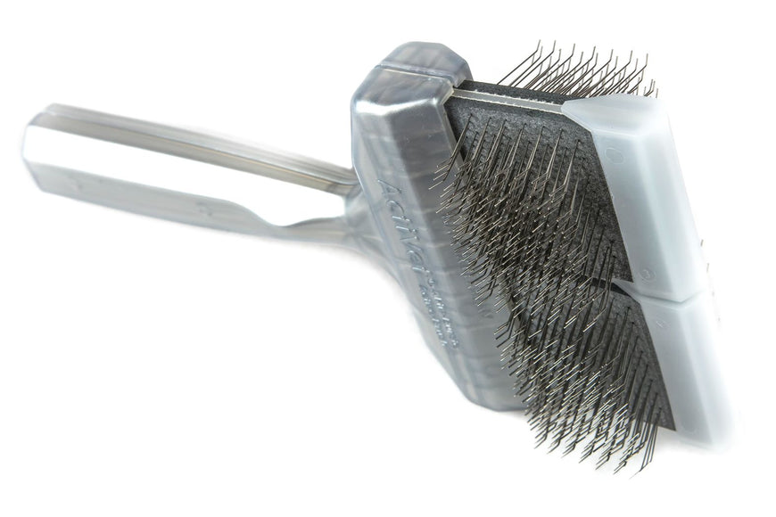 ActiVet Pro Silver Coat Grabber Brush – Hard Double-Sided Flexible Tool for Fast Undercoat Removal