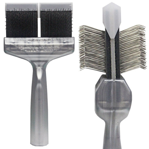 ActiVet Pro Silver Coat Grabber Brush – Hard Double-Sided Flexible Tool for Fast Undercoat Removal
