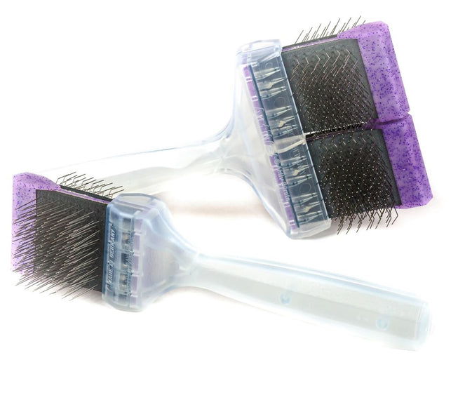 ActiVet Diamond Firm Lila Double-Sided Flexible Brush – Large, Hard Needles for Thick Double Coats