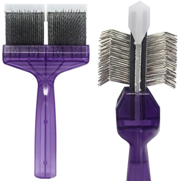 ActiVet Pro Mega Brush Firm Lila – Hard Double-Sided Flexible Brush, Large 9cm, for Thick Coats