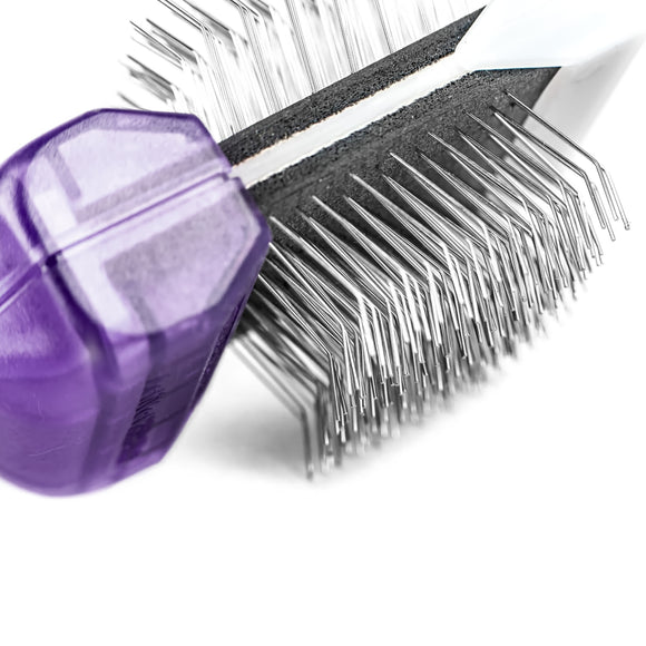 ActiVet Pro Mega Brush Firm Lila – Hard Double-Sided Flexible Brush, Large 9cm, for Thick Coats