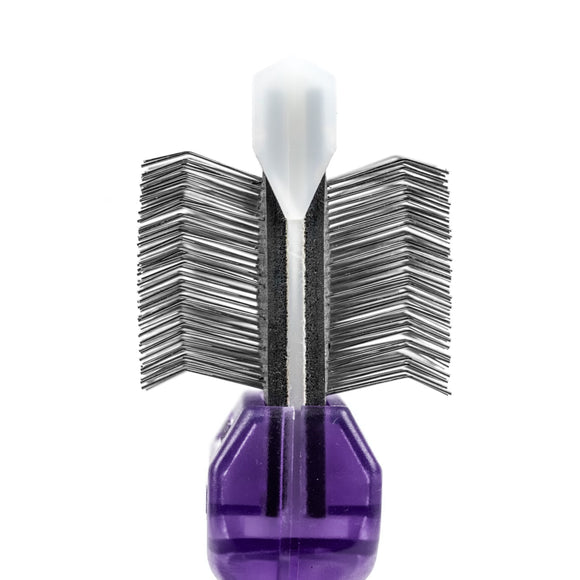 ActiVet Pro Mega Brush Firm Lila – Hard Double-Sided Flexible Brush, Large 9cm, for Thick Coats