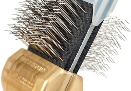 ActiVet Pro Brush Super Soft Gold – Flexible Double-Sided Grooming Brush for Long Silky Coats, Small 4.5cm