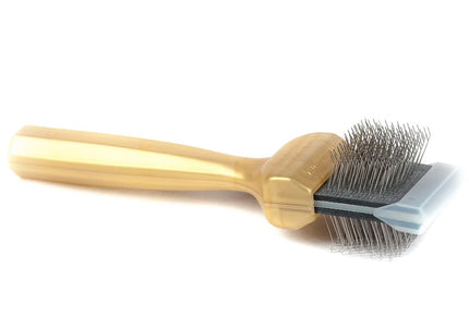 ActiVet Pro Brush Super Soft Gold – Flexible Double-Sided Grooming Brush for Long Silky Coats, Small 4.5cm