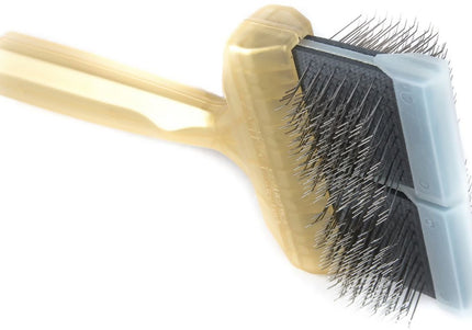 ActiVet Pro Brush Super Soft Gold – Flexible Double-Sided Grooming Brush for Long Silky Coats, Small 4.5cm