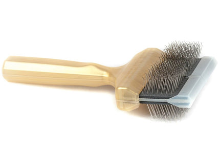 ActiVet Pro Brush Super Soft Gold – Flexible Double-Sided Grooming Brush for Long Silky Coats, Small 4.5cm