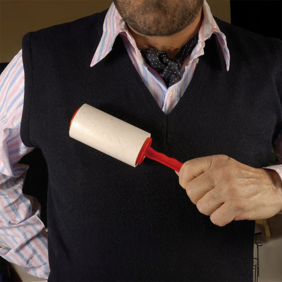 Record Adhesive Roll Brush – Disposable Lint Roller with Strong Sticky Sheets, Red Handle