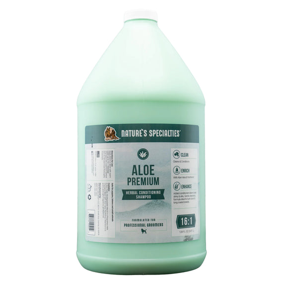 Nature's Specialties Aloe Premium Shampoo – Herbal Aloe Concentrate, 1:16 Dilution, 3.8L, Gentle on Long Coats