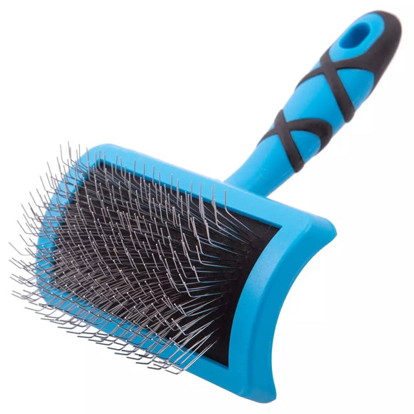 Groom Professional Slicker Brush Medium – Profiled Poodle Design with Long Firm Pins, Ergonomic Handle