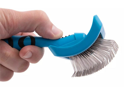 Groom Professional Slicker Brush Medium – Profiled Poodle Design with Long Firm Pins, Ergonomic Handle