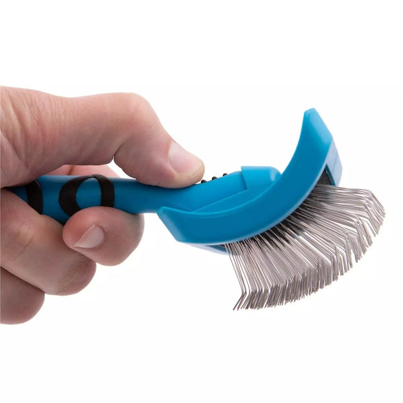 Groom Professional Slicker Brush Medium – Profiled Poodle Design with Long Firm Pins, Ergonomic Handle