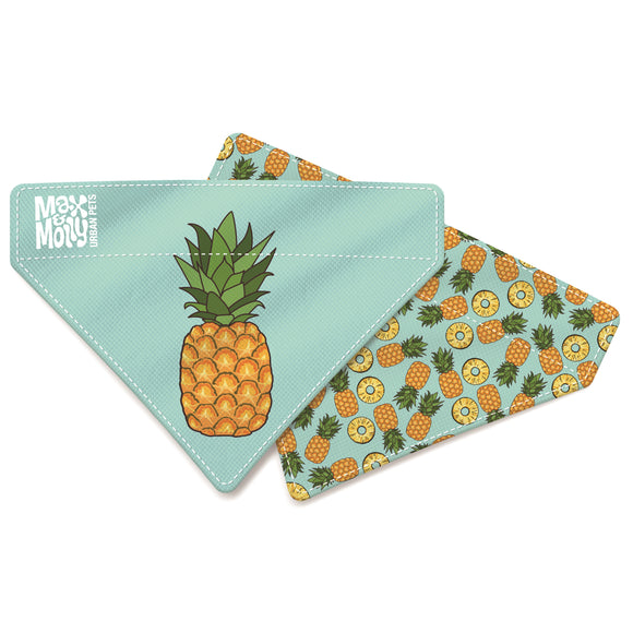 Max&Molly Reversible Bandana Sweet Pineapple – Double-Sided Adjustable Dog Scarf, Small Size