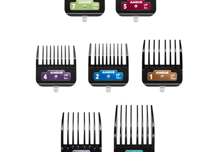 Andis 7-Piece Detachable Blade Attachment Comb Set – Durable Clipper Guides, Assorted Sizes