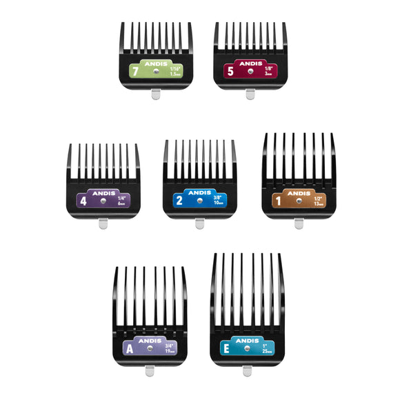 Andis 7-Piece Detachable Blade Attachment Comb Set – Durable Clipper Guides, Assorted Sizes