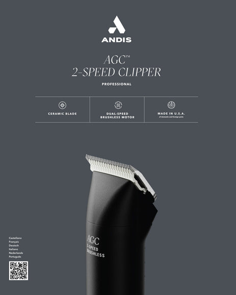 Andis AGC 2-Speed Brushless Clipper – Quiet Corded Grooming Tool with Ceramic No. 10 Blade