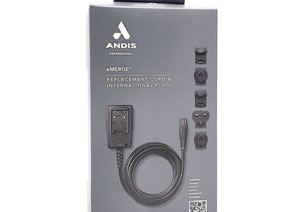 Andis Replacement Power Cord – Universal Cable with Mains Adapters for eMERGE Clipper