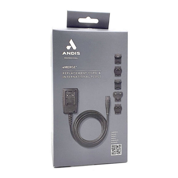 Andis Replacement Power Cord – Universal Cable with Mains Adapters for eMERGE Clipper