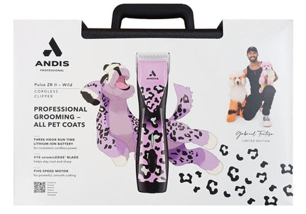 Andis Pulse ZR II Wild Limited Edition Cordless Clipper – 5-Speed, 2 Batteries, CeramicEdge Blade 1.5mm