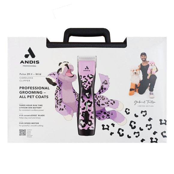 Andis Pulse ZR II Wild Limited Edition Cordless Clipper – 5-Speed, 2 Batteries, CeramicEdge Blade 1.5mm