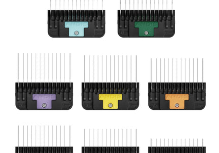 Andis Wide Blade Comb Set – 8 Stainless Steel Snap-On Spacers, Durable and Precise