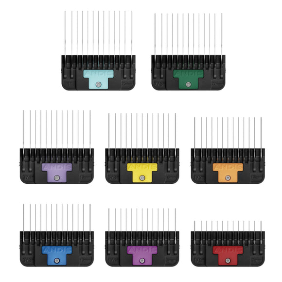 Andis Wide Blade Comb Set – 8 Stainless Steel Snap-On Spacers, Durable and Precise